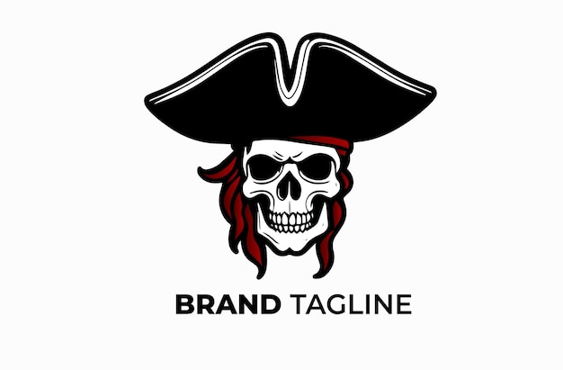 Modello di logo della testa del teschio pirata
