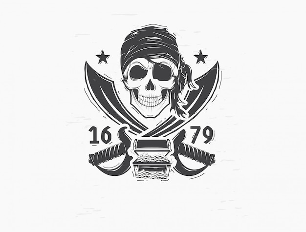 Vector pirate skull logo. design element for logo