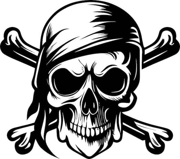 Pirate Skull Logo Monochrome Design