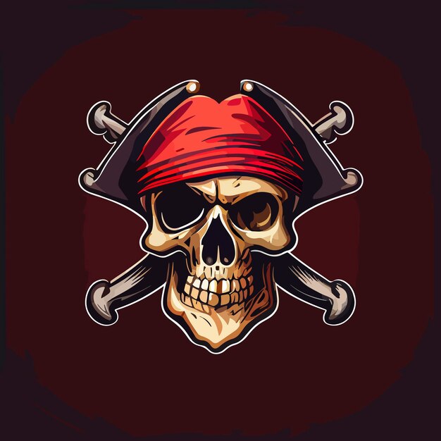 Pirate skull vector icon illustration