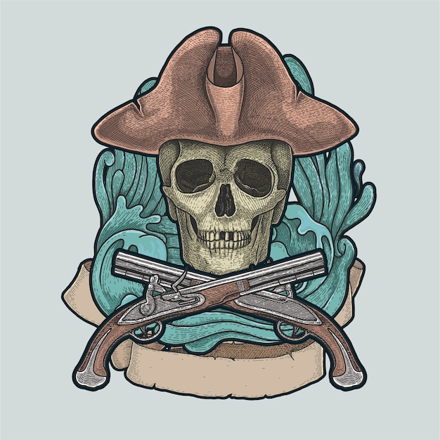 Vector pirate skull vintage vector illustration