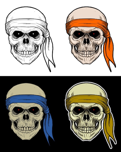 Vettore teschio pirata con bandana