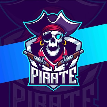 Design do logotipo do mascote pirata esport