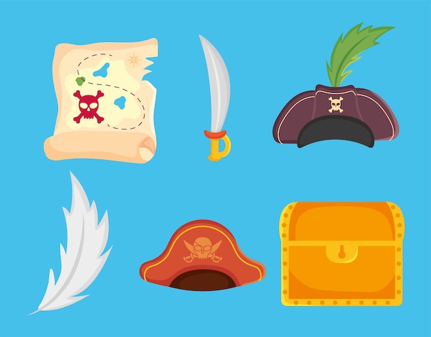 Pirate symbols icon set