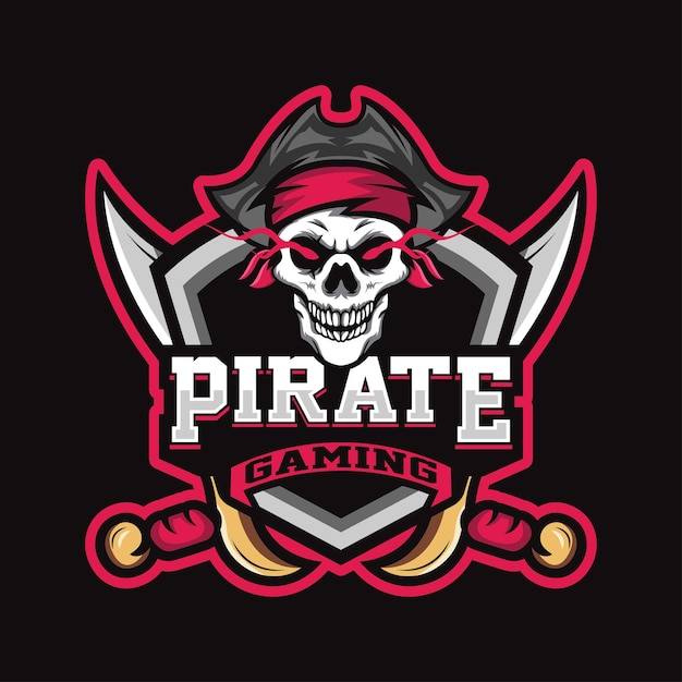 Premium Vector  Pirate vector logo template pirate sport gaming mascot  logo template pirate skull with a sword