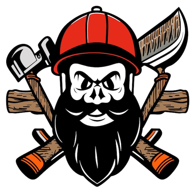 Vector pirate viking fire skull helmet esports mascot logo illustration