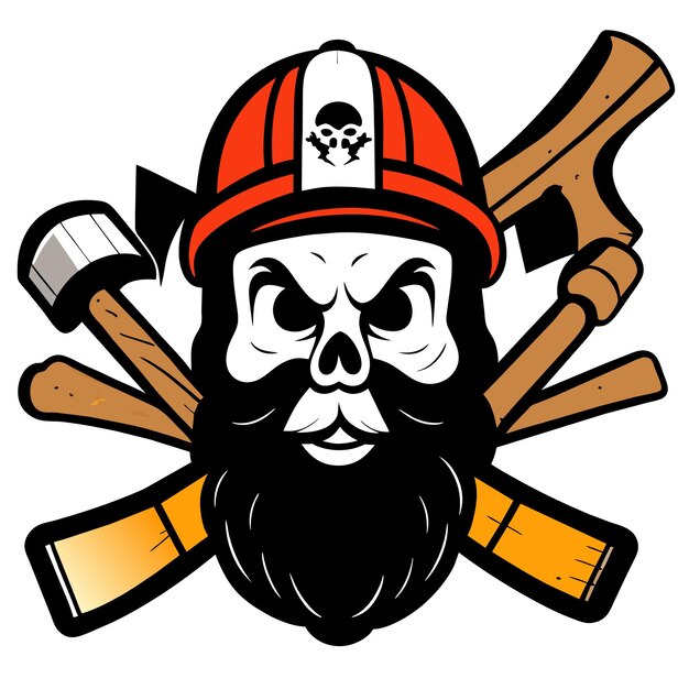 Vector pirate viking fire skull helmet esports mascot logo illustration