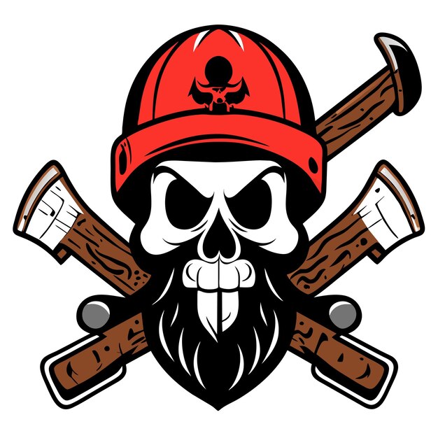 Vector pirate viking fire skull helmet esports mascot logo illustration