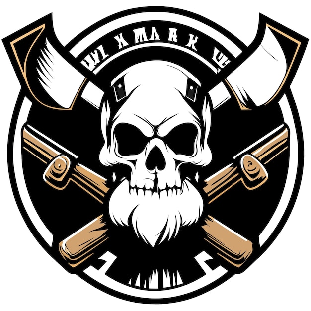 Vector pirate viking fire skull helmet esports mascot logo illustration