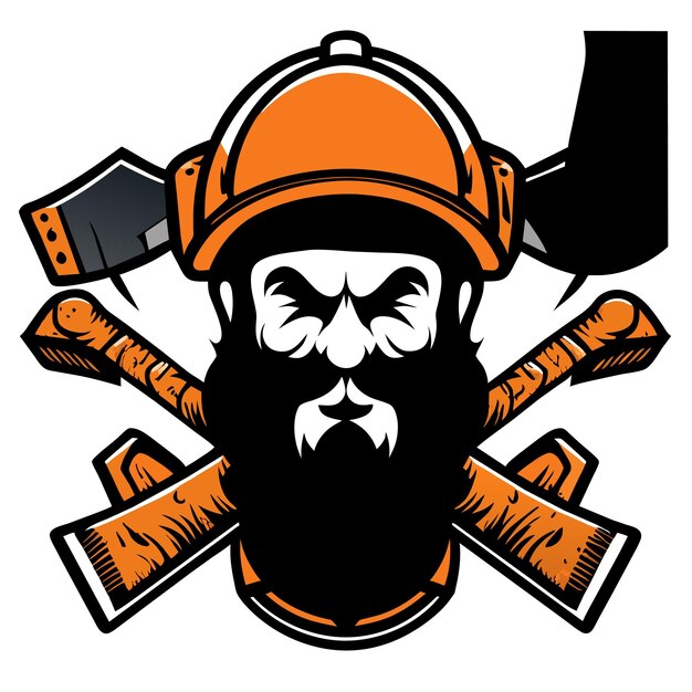 Vector pirate viking vuur schedel helm esports mascotte logo illustratie