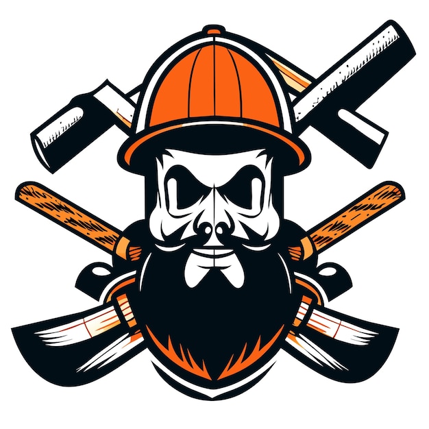 Pirate Viking vuur schedel helm esports mascotte logo illustratie