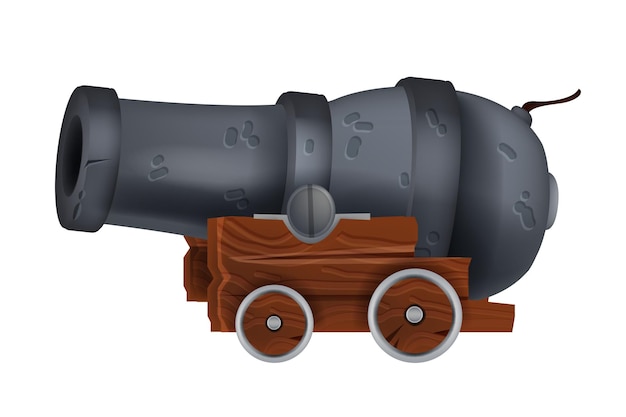 Vector pirate vintage iron cannon vector ancient artillery corsair gun illustration isolated on white