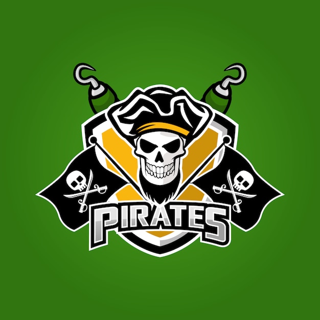 Piraten mascotte sport esport logo ontwerp