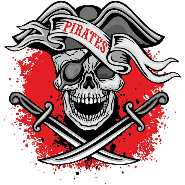 piratenbord met schedel grunge vintage design t-shirts