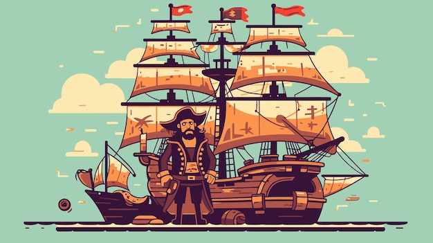 Piratenschip vector tekening