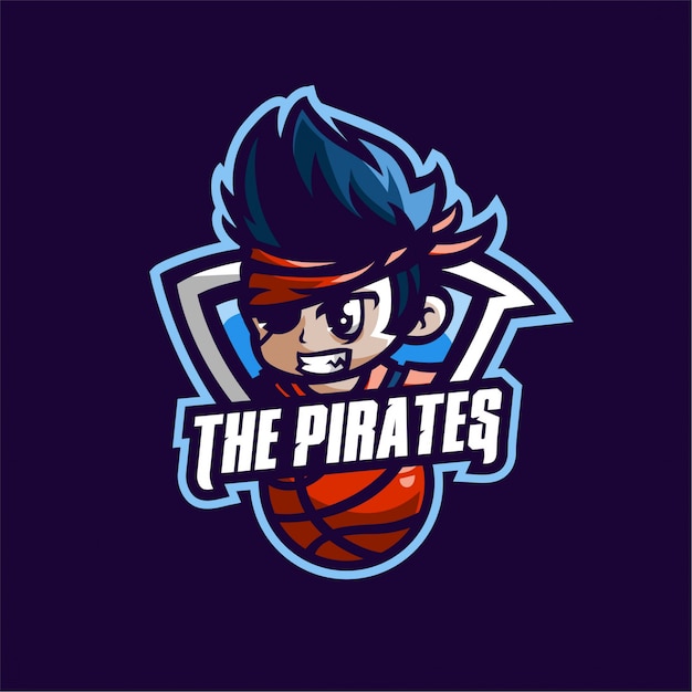 海賊バスケットボールスポーツのロゴのテンプレート