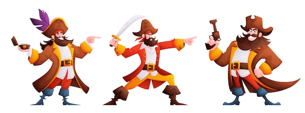 Vettore set di personaggi dei pirati