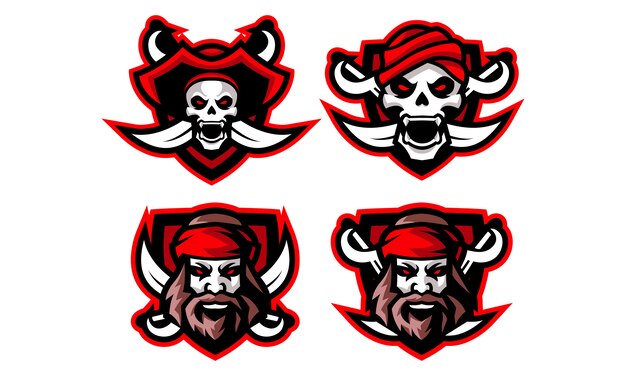 Vettore pirati esports mascot logo collection