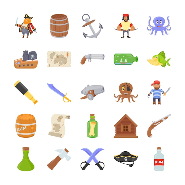 Pirates flat icons