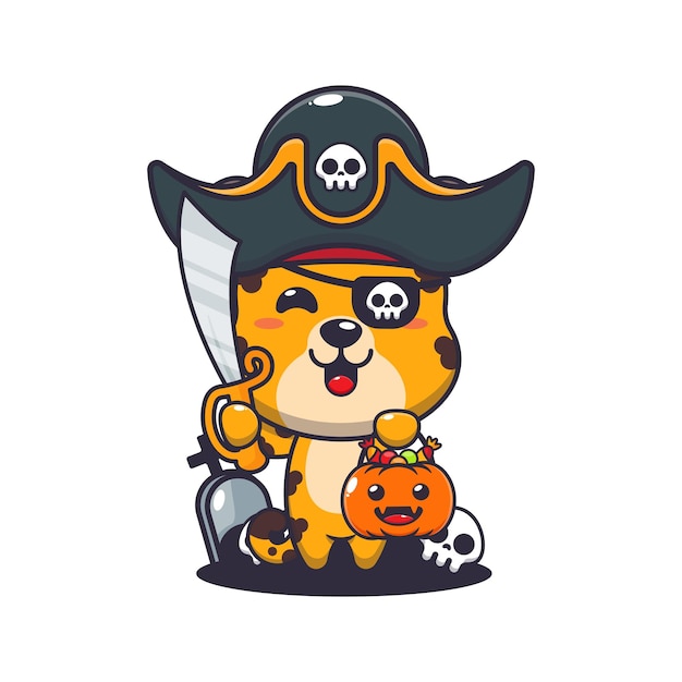 Vector pirates leopard in halloween day