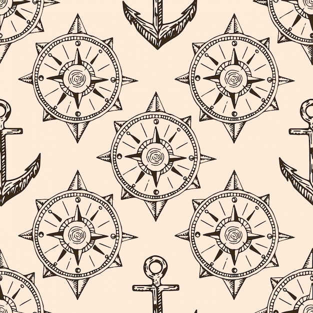 Pirates map doodle pattern