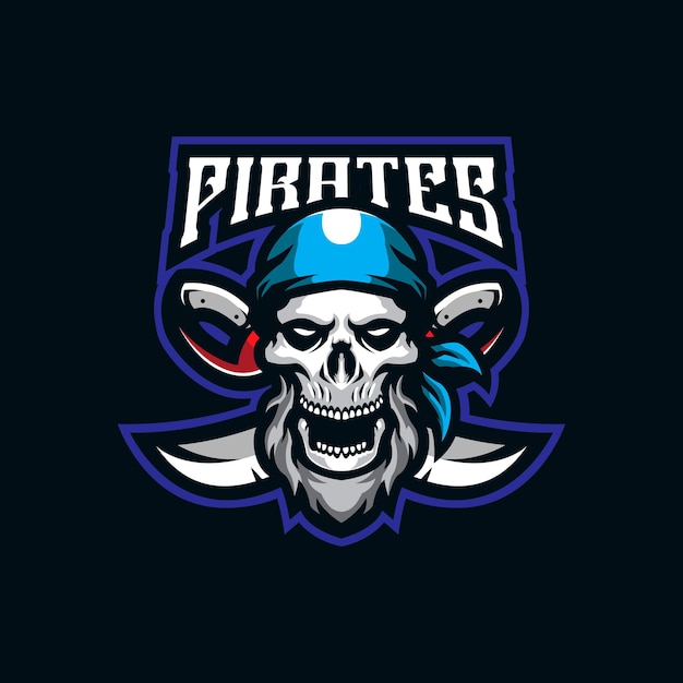 Pirates mascot logo design vector with modern illustration concept style for badge, emblem and t shirt printing. skull pirates illustration for sport team.