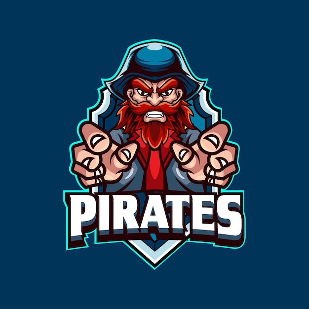 Pirates mascot logo with vector illustration in esport logo style