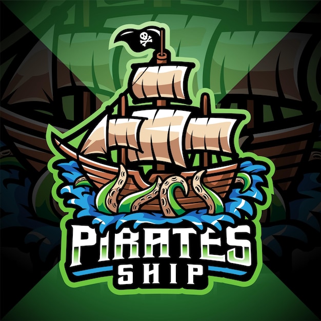 Pirates ship esport mascot logo design