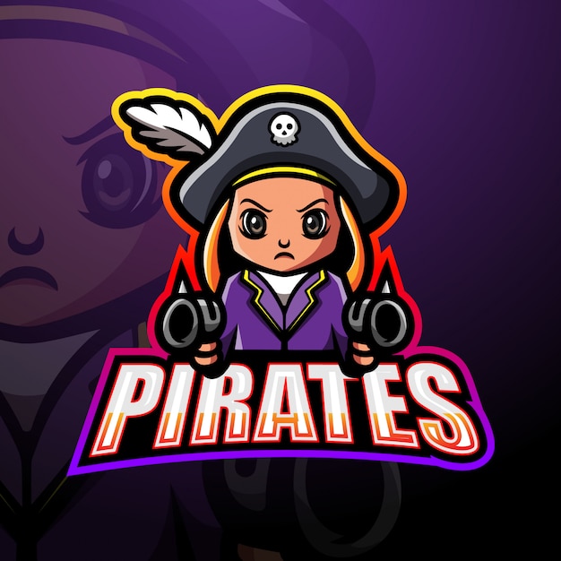 Pirates shooter esport mascotte logo ontwerp