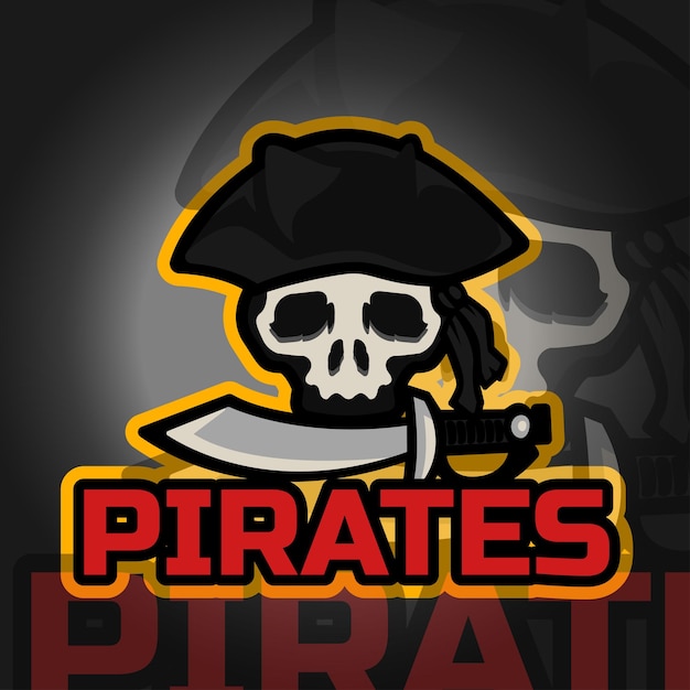 Vector pirates skull esport mascot character logo design