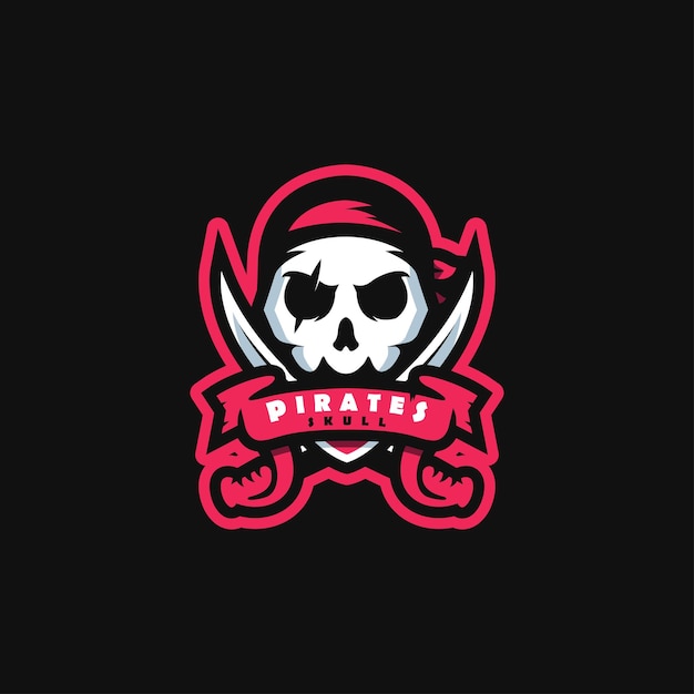 Pirates skull mascot esport logo design