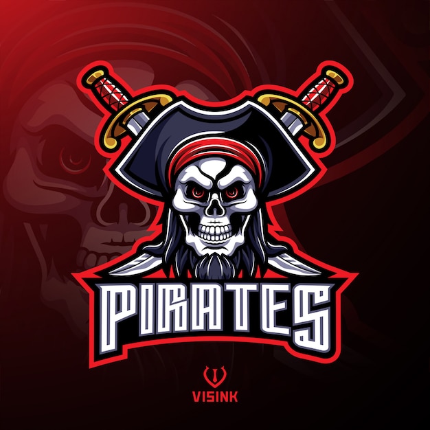 Vector pirates skull mascot logo design