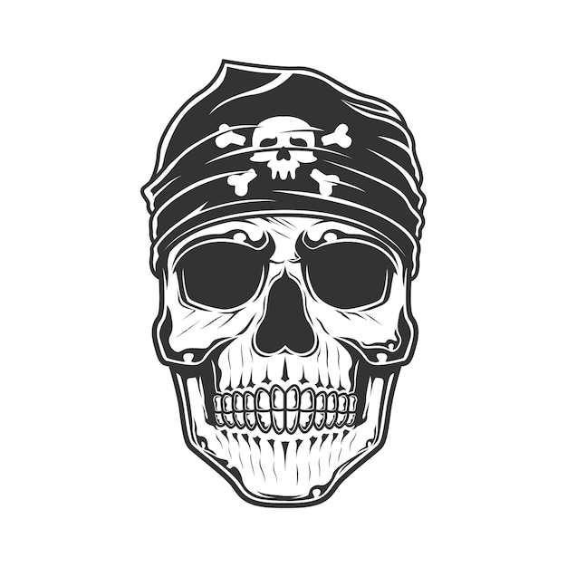 Pirates skull with bandana on the head.