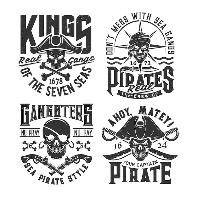 Pirates skulls t shirt print template