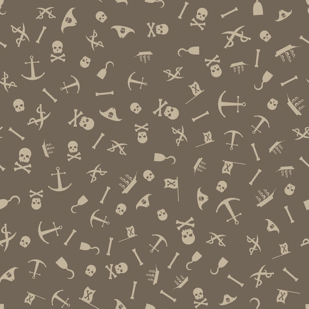 Pirates Themed Freehand Drawings Seamless Pattern Background