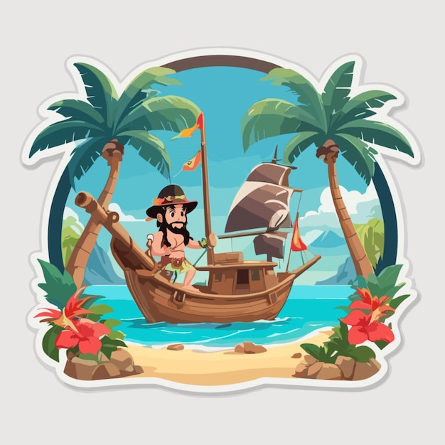 Vector pirates on a tropical island