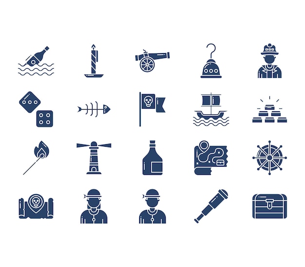 Pirates and weapons icon set