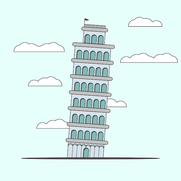 Vettore illustrazione vettoriale della torre di pisa