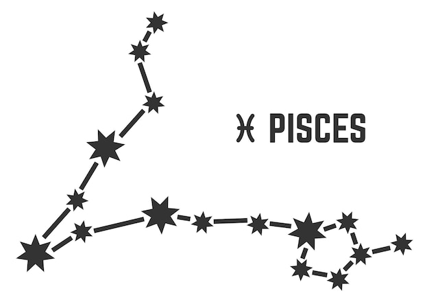 Созвездие Рыб Астрологический знак Древние звезды зодиака изолированы на белом фоне