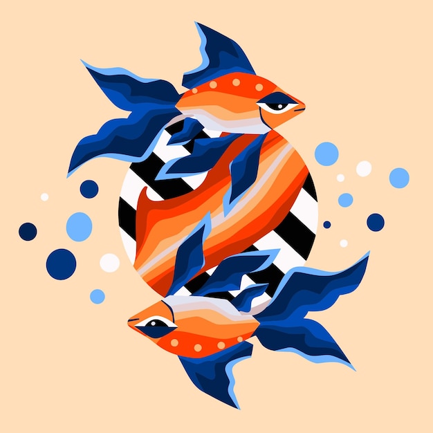 Pisces horoscope cubism illustration
