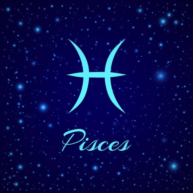 Pisces. vector zodiac sign on a night sky. horoscope element