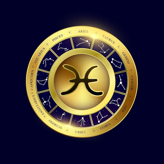 Золотая монета зодиака рыбы колдовская астрология для созвездий зодиака современное магическое гадание.