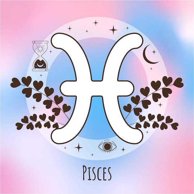 Pisces zodiac sign zodiac signs icons in boho style trendy vector illustration zodiac vector