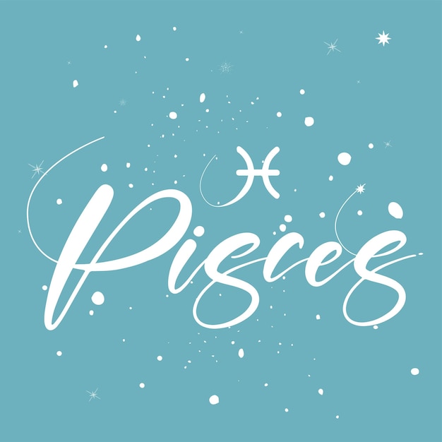 Vector pisces zodiac typography and calligraphy astrologi pisces element pisces illustration