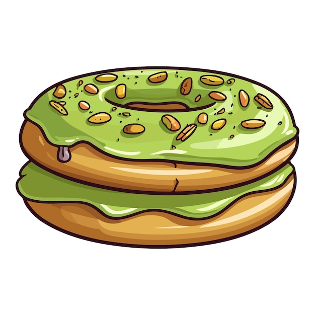 Vector pistachio donut clip art illustration