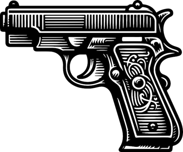 Vector pistol black outline vector illustration