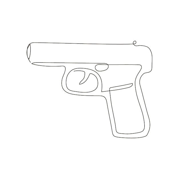 Vector pistol continuous line drawing one line art of weapon gas pistol firearms weapons for police