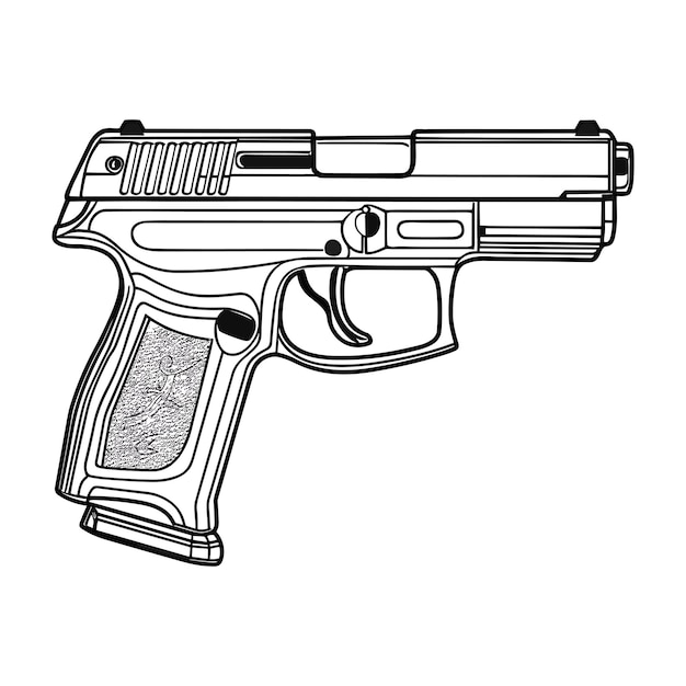 Pistol illustration isolated on white background Tshirt logo