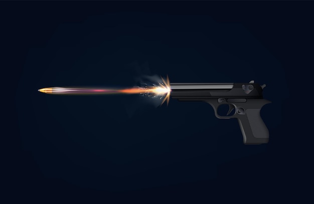 Vector pistol shot realistic composition