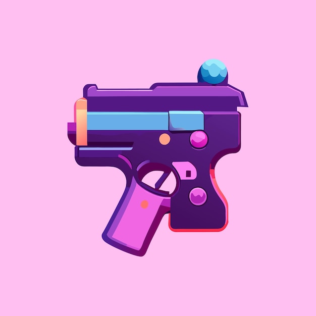 Pistol toy cartoon icon virtual item game prop simple style gun weapon illustration